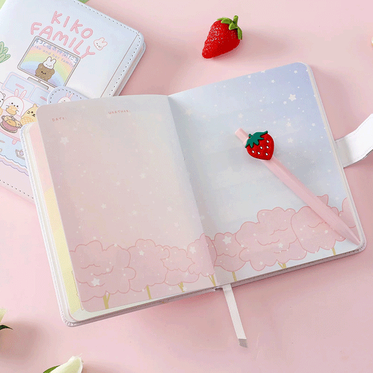 KiKo Cute Magnetic Buckle Book-36K 224 Pages / Book-Cartoon Student Notebook