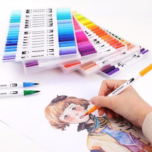 100 Colors Dual Tip Brush Drawing Pens Watercolor Art Markers Set