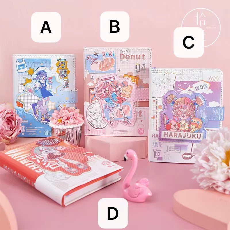 Harajuku Notes - 36K Magnetic Buckle Notebook - Cute Student Notebook