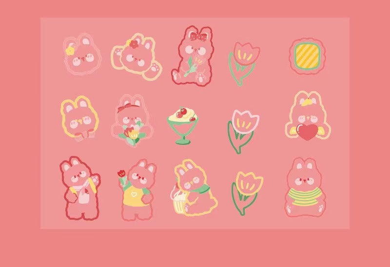Cartoon Girl's Heart - PET Sticker Bag