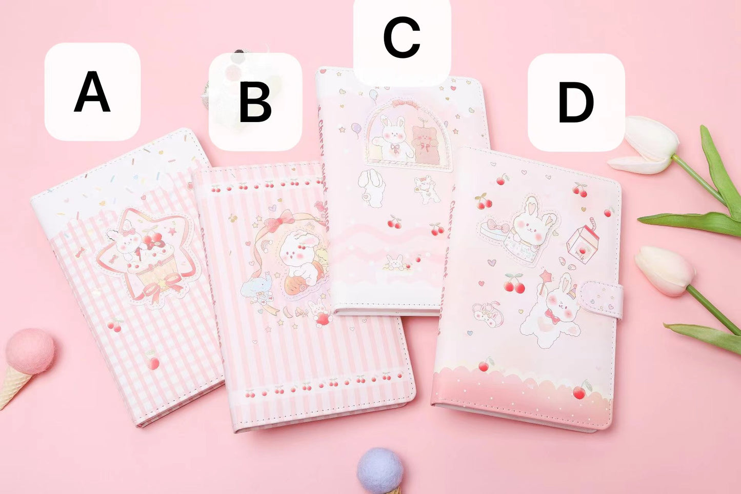 Lovely Cherry - 32K PU Magnetic Buckle Book