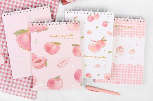 Cute A4 Coil Sketch Book - Pink Peach Planner for students, Adults, Kids - Christmas Gift - Birthday Gift - Craft and DIY Stationery