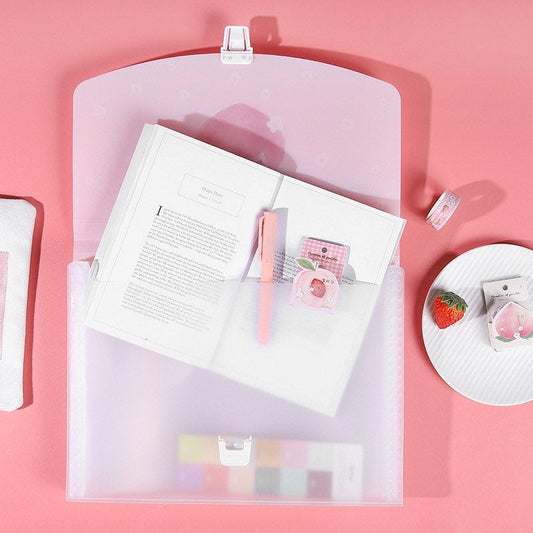 A4 Cute Pink Peach File Folder - 13 Pocket Folder