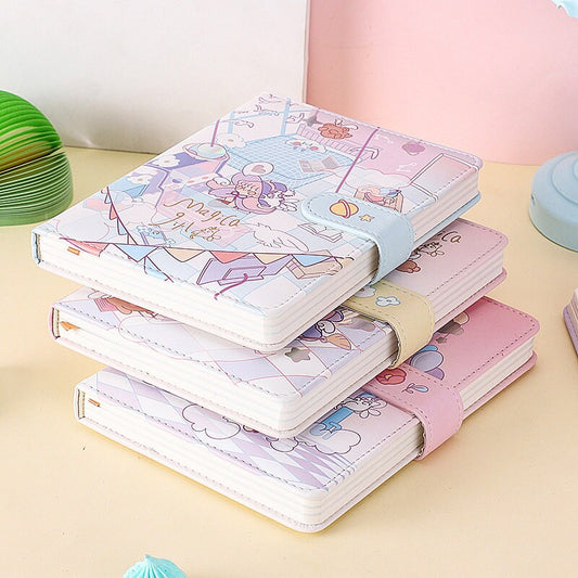 Magic Girl Journal - Soft Leather Cover Planner- 224 Pages A5 magnetic buckle notebooks - Bullet Journal with lines or dots- Pink Notebook