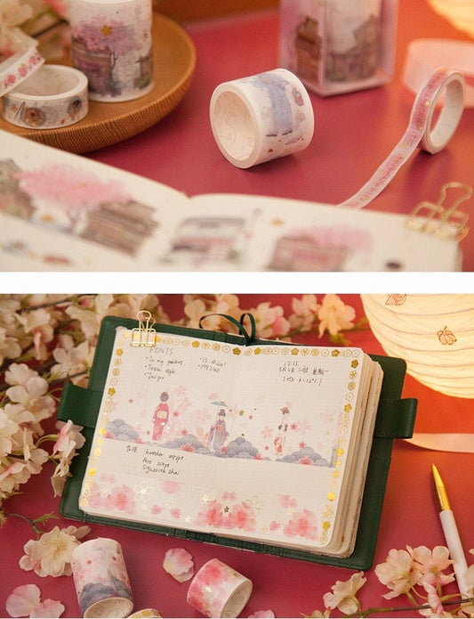 Beauty Washi Tape Set - 6 Rolls Washi Tape Set for Bullet Journal and Planner - Japanese Cherry Blossom - Christmas Gift - Craft and DIY