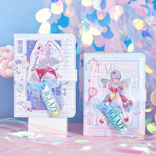 Milkglass Fantasy Planner - 224 Pages A5 magnetic buckle Pink notebooks with Soft Leather Cover - Bullet Journal DIY - Cute notebooks