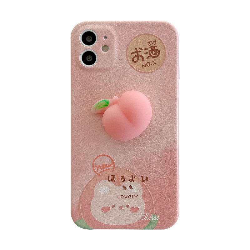 Soft jelly touch 3D pink peach silicone phone case iPhone12/11/6 6s 7 8 Plus X XR SE XS 11 mini Pro Max