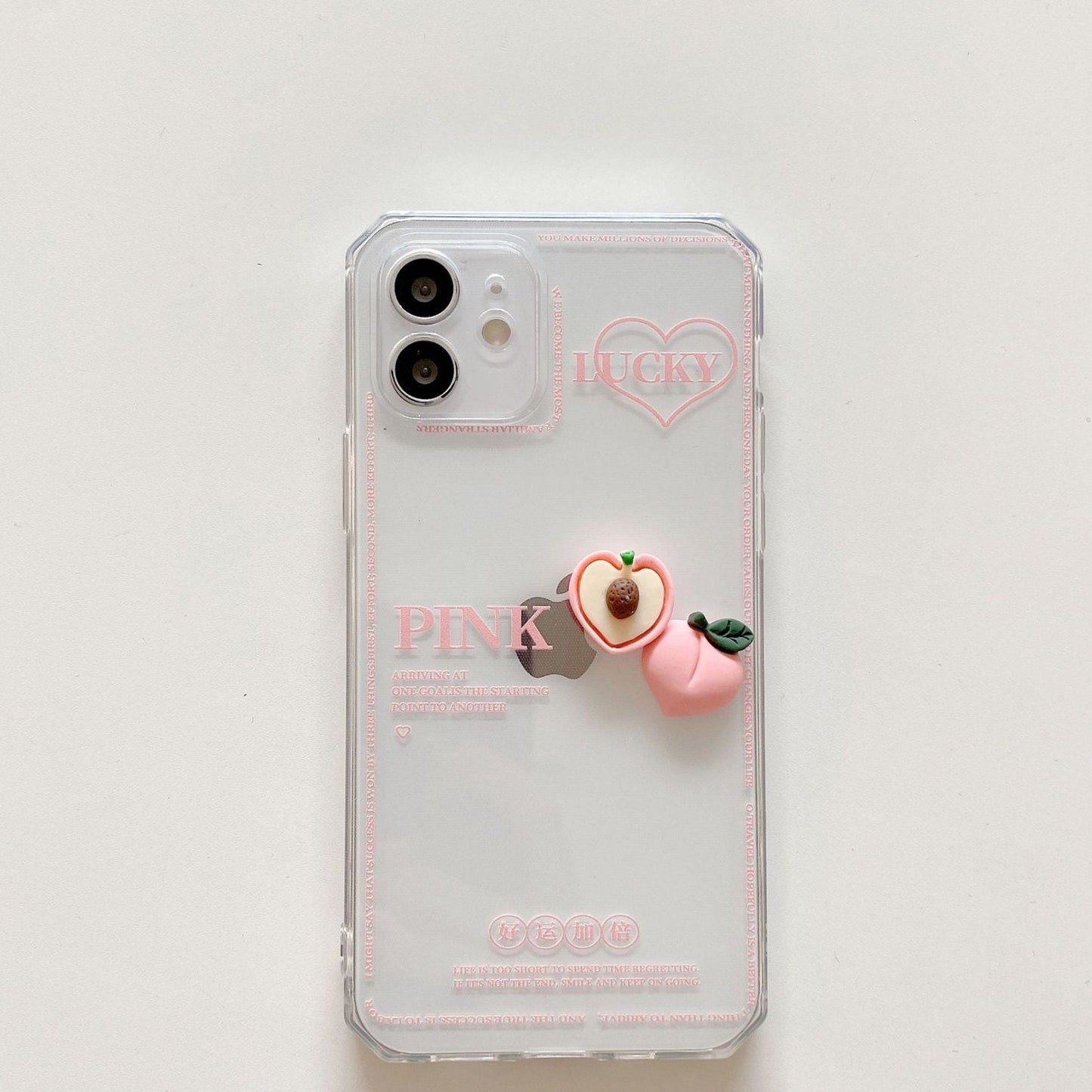 3D pink peach phone case iPhone12/11/6 6s 7 8 Plus X XR SE XS 11 mini Pro Max, kawaii phone case