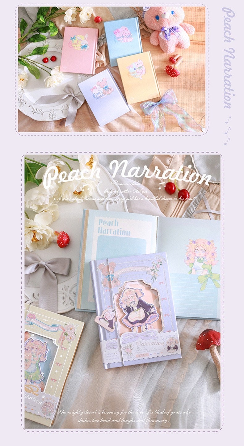 Peach Narration Notebook with Bookmark -196 Pages A5 magnetic buckle Notebooks with hard Cover - Bullet Journal DIY -Cute Planner
