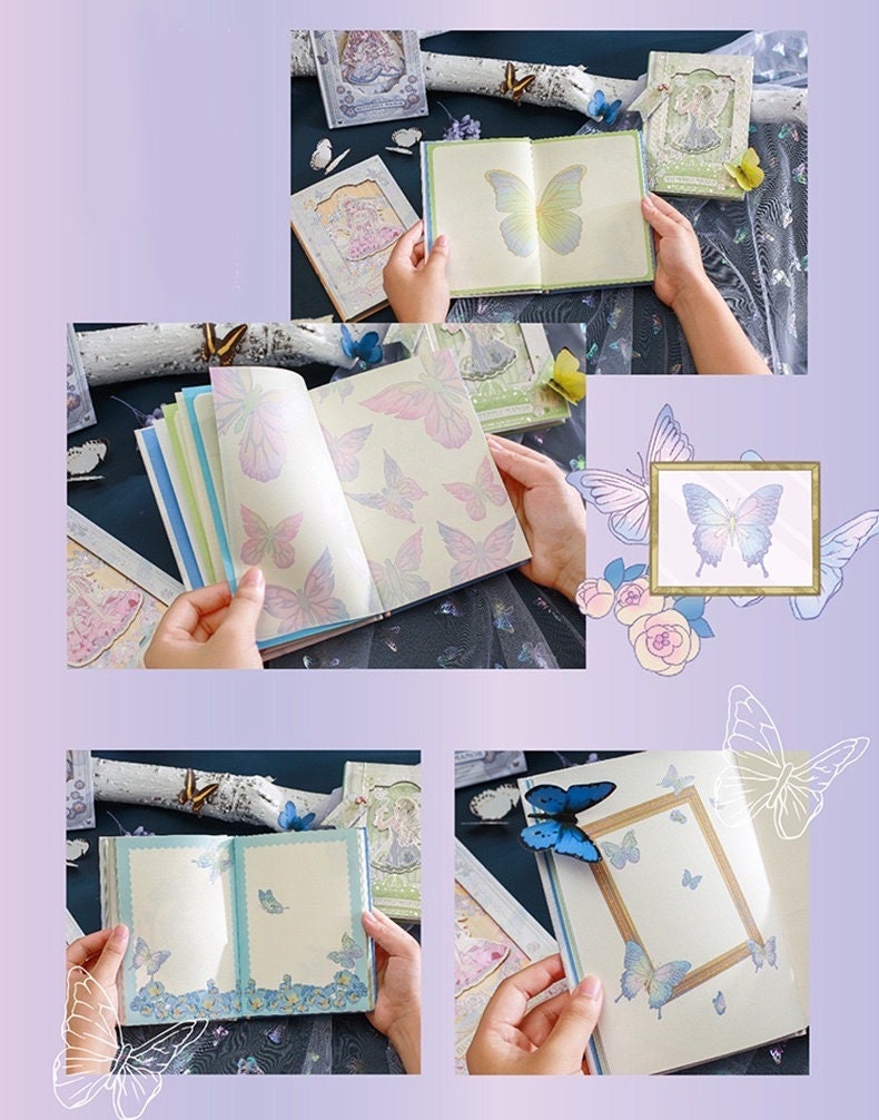 Butterfly Manor Notebook with Bookmark -196 Pages A5 Notebooks with hard Cover - Bullet Journal DIY