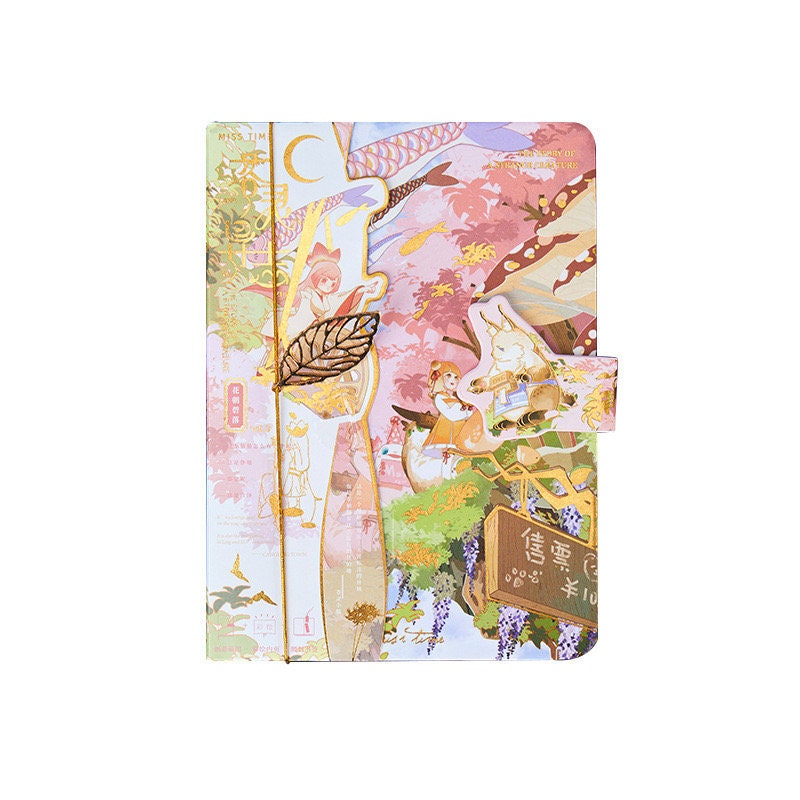 Anime World Notebook with Metal Bookmark and 3D Page -224 Pages A5 Magnetic Buckle Hard Cover - Bullet Journal DIY Planner