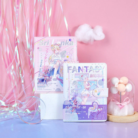 Music Fantasy Journal with 3D page - 224 Pages A5 magnetic Buckle Notebooks with Soft Leather Cover - Bullet Journal DIY - Cute notebooks