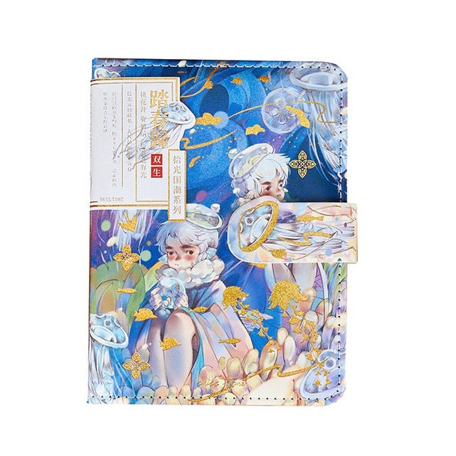 Anime Boy Journal with Gold Foil Cover and Designed Buckle - 224 Pages Soft Leather Cover - A6 magnetic buckle - Bullet Journal