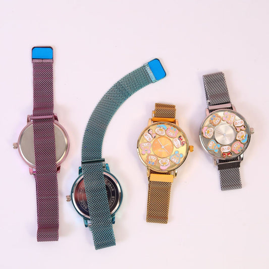 Rabbit Garden Analog Watch - Cute Animal Design Kids' Watch with Gift Box - Kawaii Wrist Watch with Metal Strap -Birthday Gift for Children