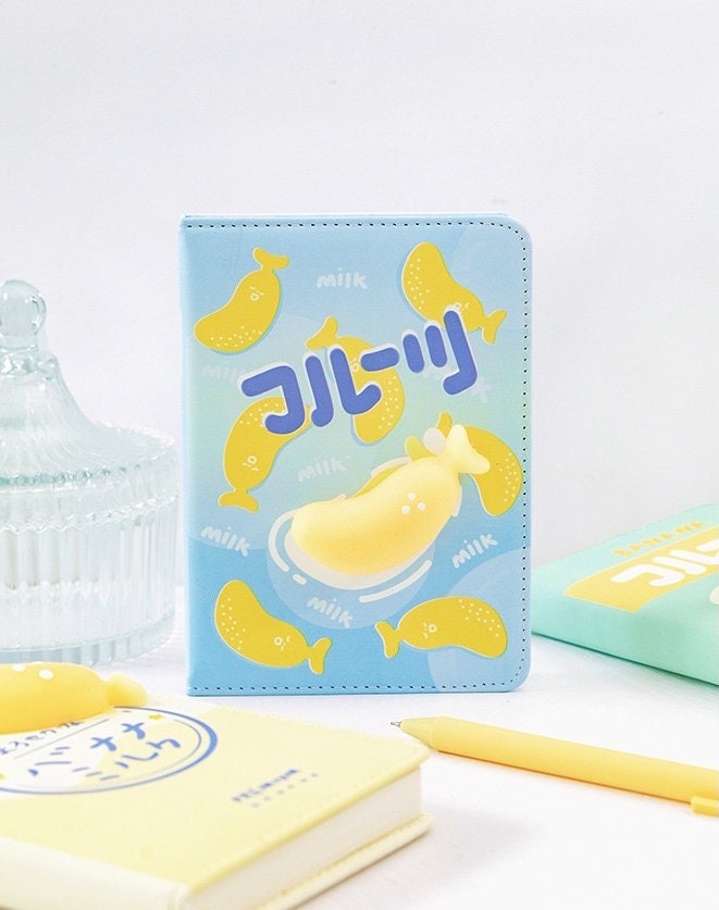 Cute Banana Planner with Soft Decompressed Silicone Banana- Soft Leather Cover - 224 Pages - A6 notebooks - Bullet Journal