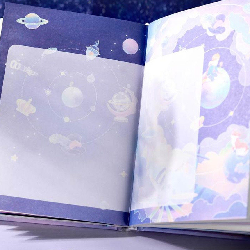 Little Prince Promise Notebook with Metal Bookmark and 3D Page -196 Pages A5 Notebooks with hard Cover - Bullet Journal DIY