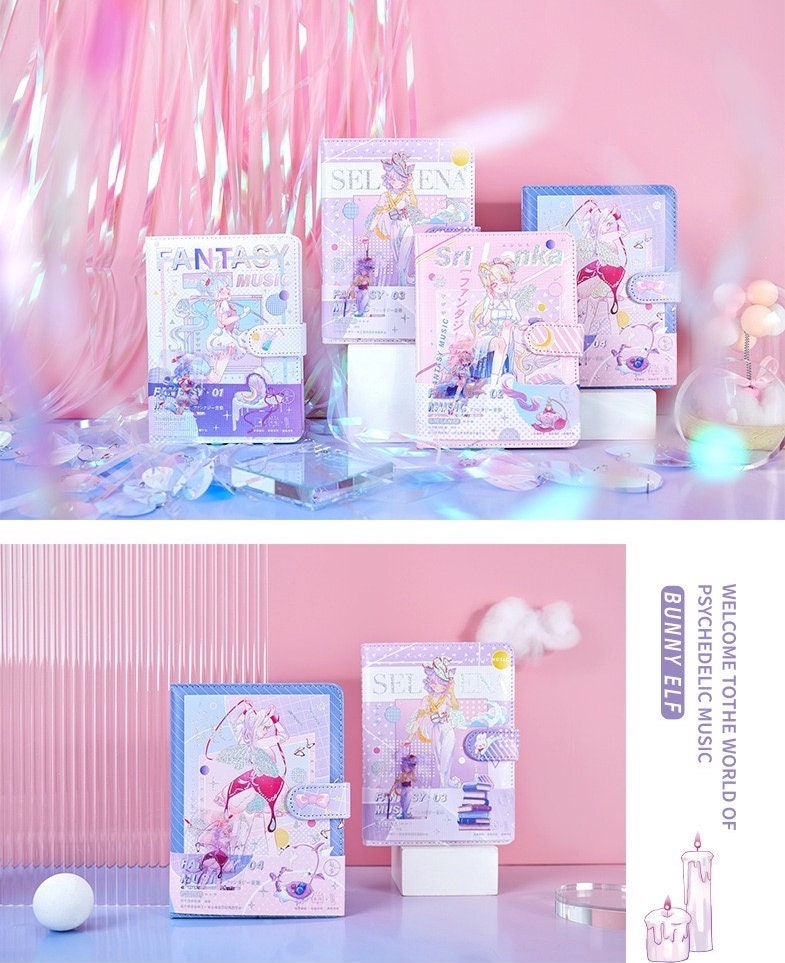 Music Fantasy Journal with 3D page - 224 Pages A5 magnetic Buckle Notebooks with Soft Leather Cover - Bullet Journal DIY - Cute notebooks