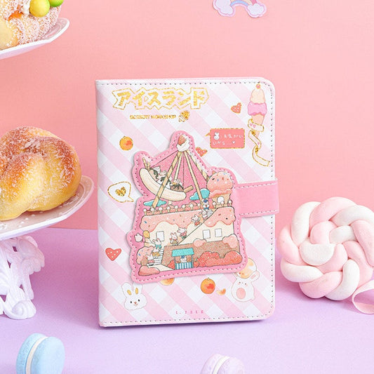 Ice Cream Van Journal with Designed Buckle - Soft Leather Cover Planner- 224 Pages A5 magnetic Buckle Notebooks - Bullet Journal