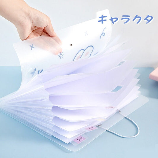Cute Animal File Folder - 8 or 12 Pocket Folder - Kawaii Decorative Document Keeper for A4 Files - Portable Storage Bag - Organization file