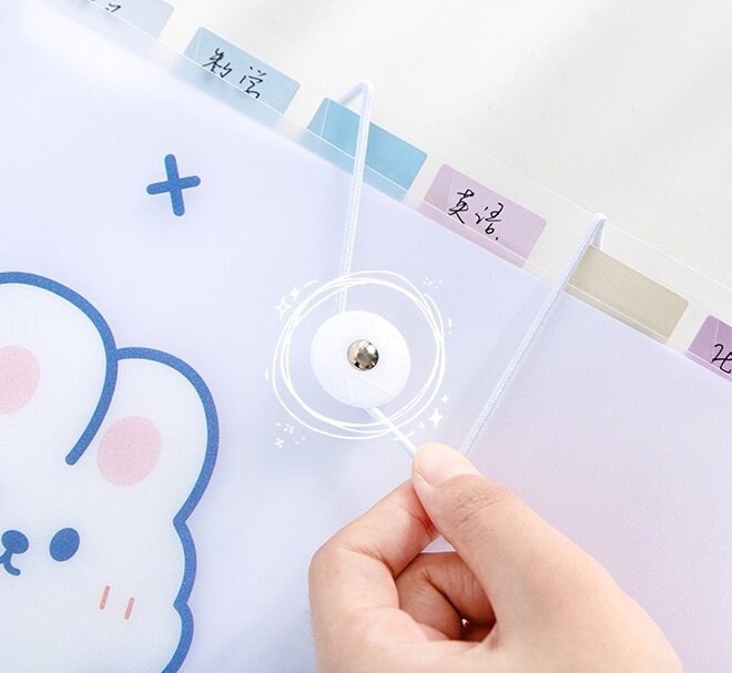 Cute Animal File Folder - 8 or 12 Pocket Folder - Kawaii Decorative Document Keeper for A4 Files - Portable Storage Bag - Organization file