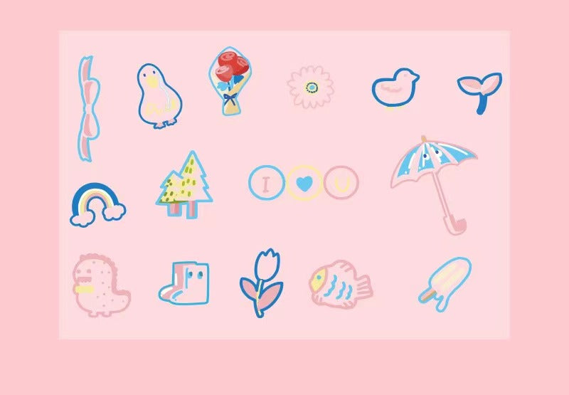 Cartoon Girl's Heart - PET Sticker Bag
