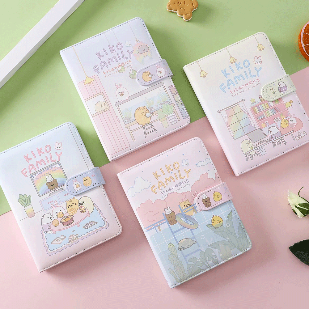 KiKo Cute Magnetic Buckle Book-36K 224 Pages / Book-Cartoon Student Notebook