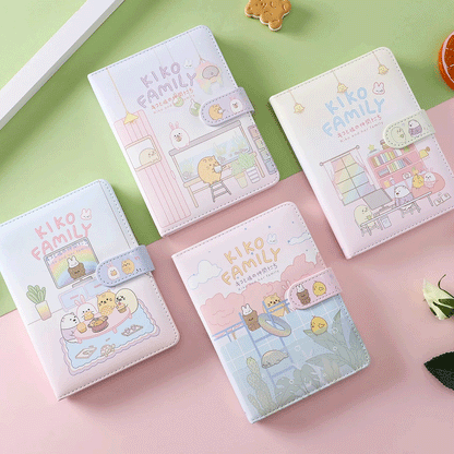 KiKo Cute Magnetic Buckle Book-36K 224 Pages / Book-Cartoon Student Notebook
