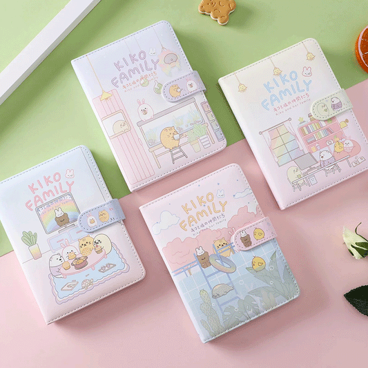KiKo Cute Magnetic Buckle Book-36K 224 Pages / Book-Cartoon Student Notebook