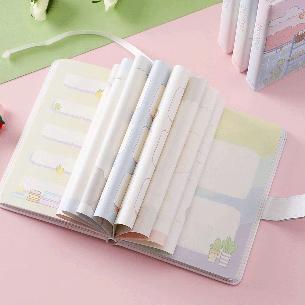 KiKo Cute Magnetic Buckle Book-36K 224 Pages / Book-Cartoon Student Notebook