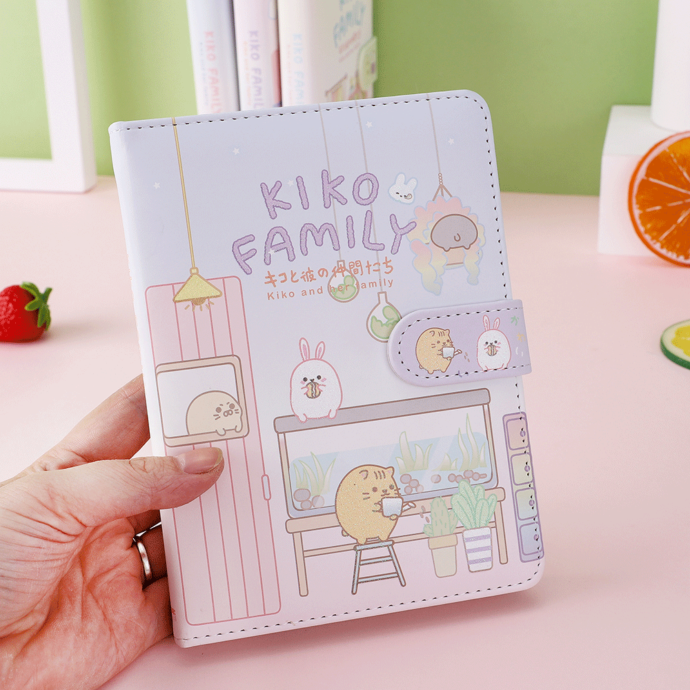 KiKo Cute Magnetic Buckle Book-36K 224 Pages / Book-Cartoon Student Notebook