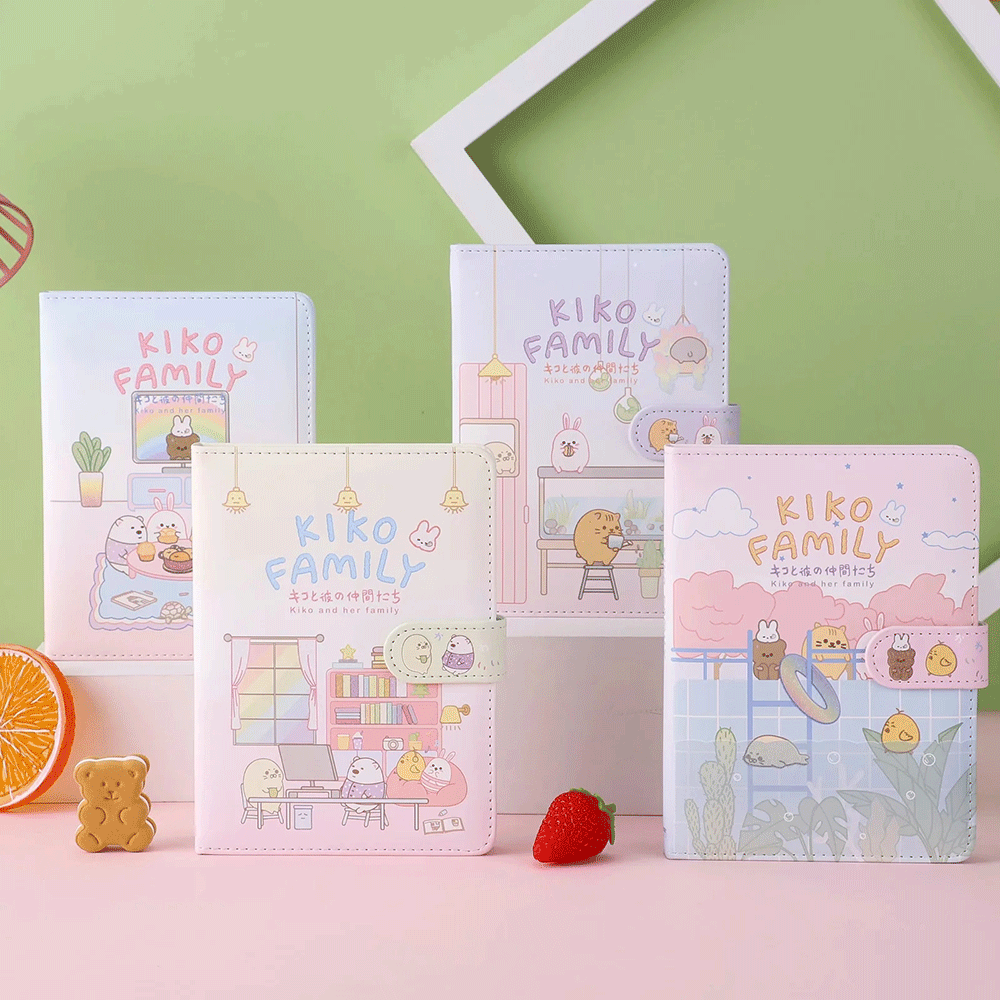 KiKo Cute Magnetic Buckle Book-36K 224 Pages / Book-Cartoon Student Notebook