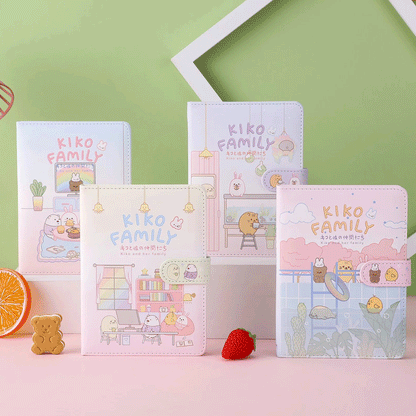 KiKo Cute Magnetic Buckle Book-36K 224 Pages / Book-Cartoon Student Notebook