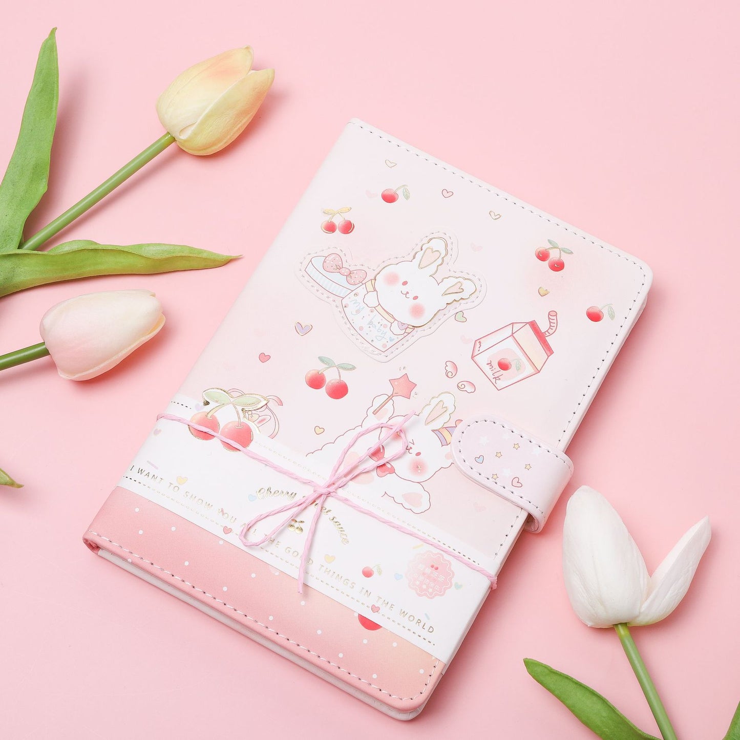Lovely Cherry - 32K PU Magnetic Buckle Book