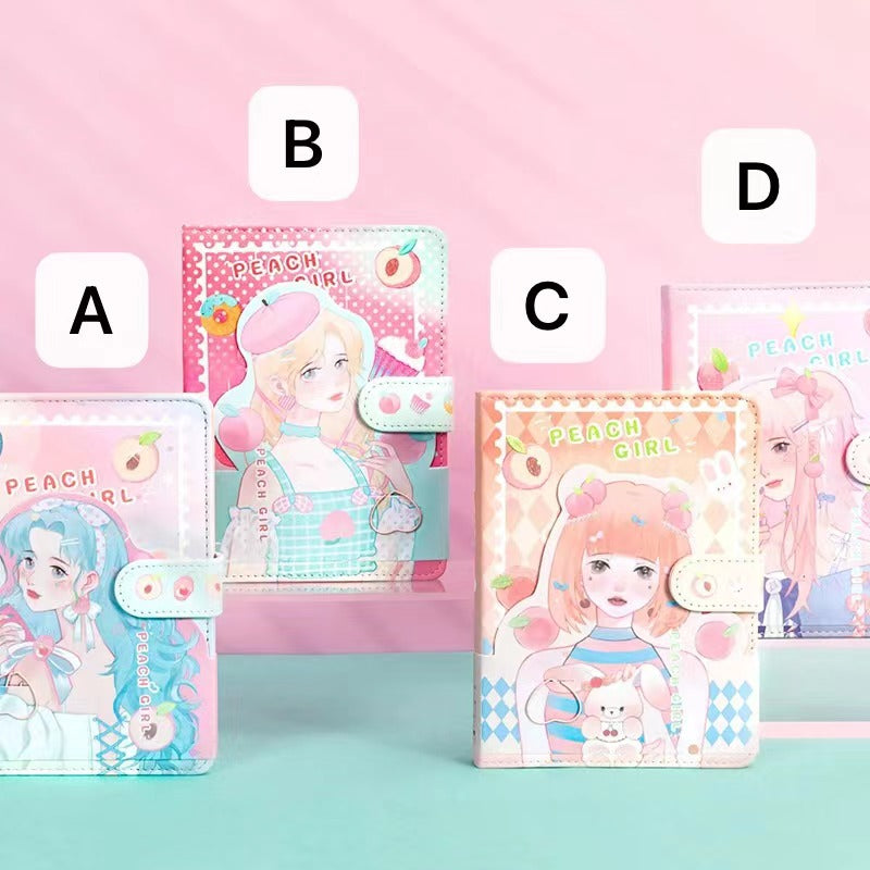 Peach Girl - 36K Magnetic Buckle Notebook - Cute Student Notebook