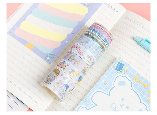 10 Rolls Blue Candy Washi Tape Set