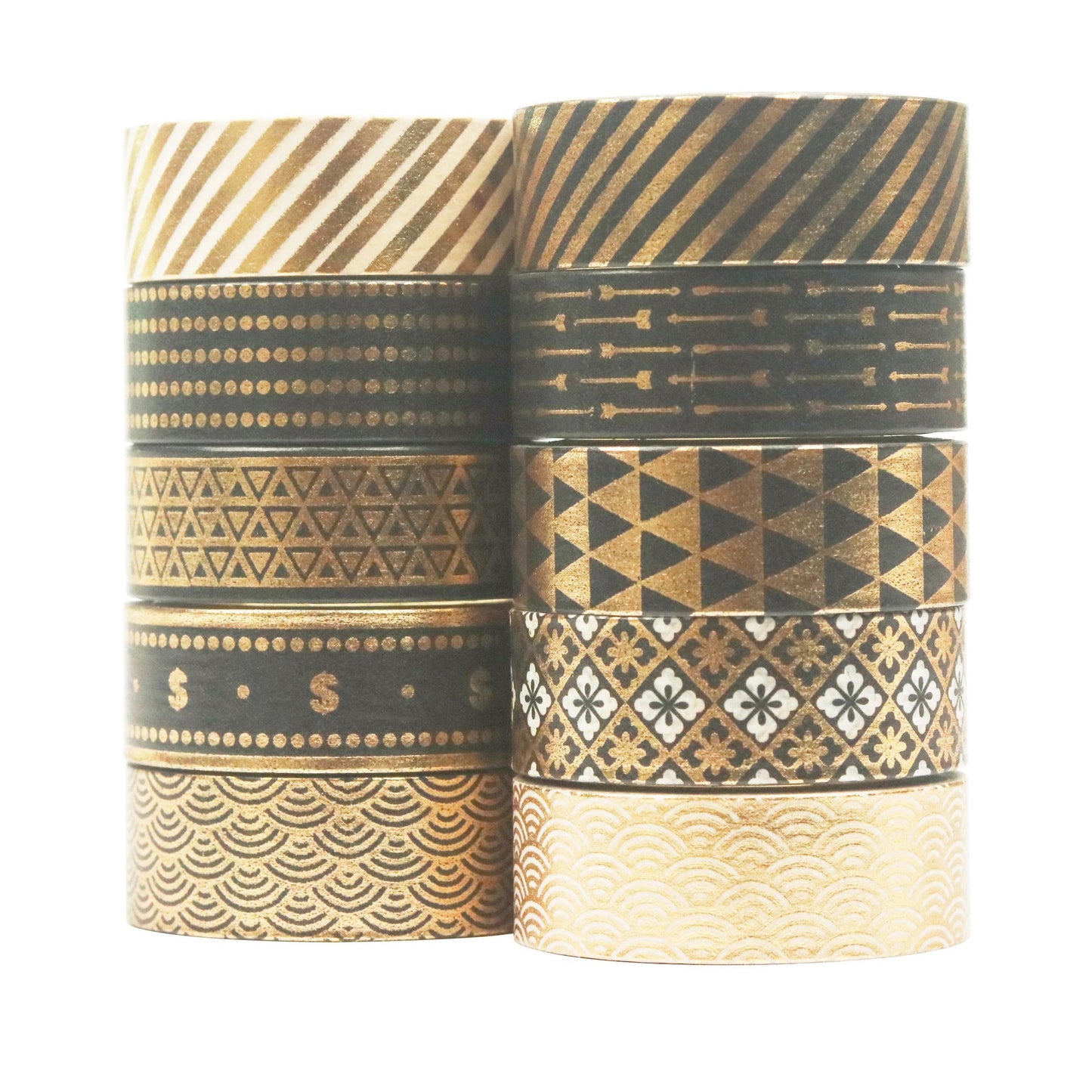 10 Roll Gold Foil Washi Tape Set