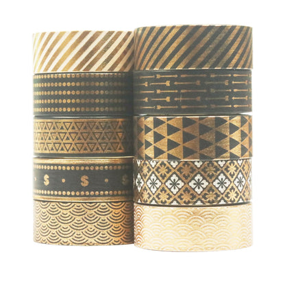 10 Roll Gold Foil Washi Tape Set