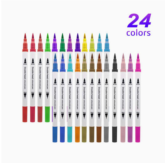 Dual Tip Brush Watercolor Marker 24 Color