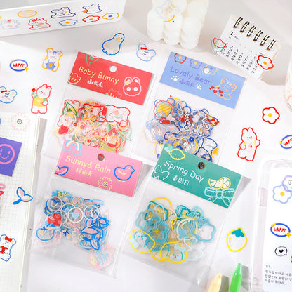 Cartoon Girl's Heart - PET Sticker Bag