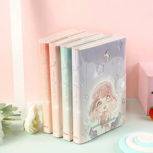 Girl Diary - 36K 128 Sheets Rubber Cover Book - Cute Student Notebook