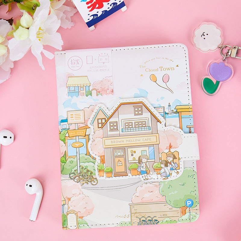 Cloud Town Magnetic Buckle Book - 36K 224 Pages / Book - Color Page Student Notebook