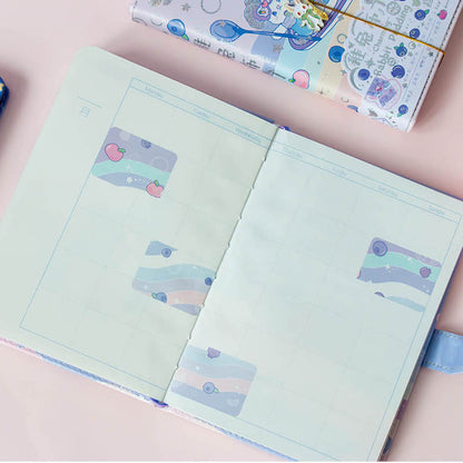 Bunny Pudding-B6 Pu Magnetic Buckle Book-Color Page Student Notebook