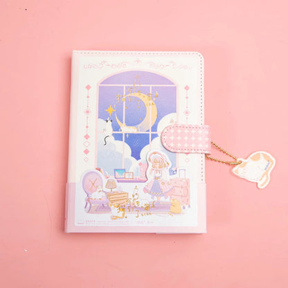 Cat Climbing Window - 36K 224 Page Magnetic Buckle Notebook - Cute Student Notebook