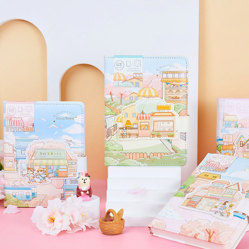 Cloud Town Magnetic Buckle Book - 36K 224 Pages / Book - Color Page Student Notebook