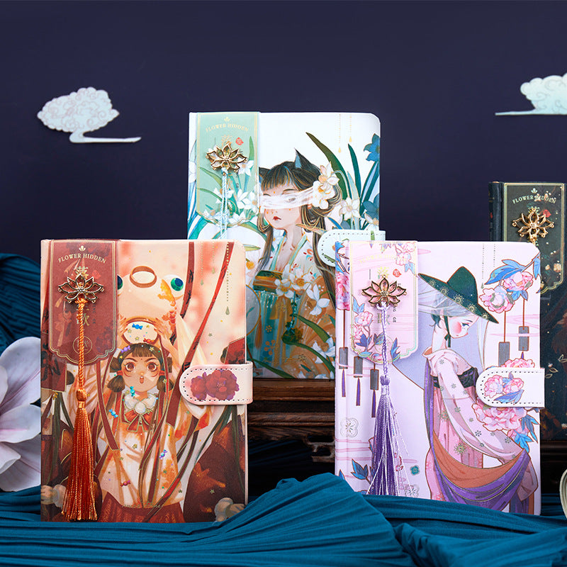 Falling Flowers And Singing - 32K PU Magnetic Buckle Book