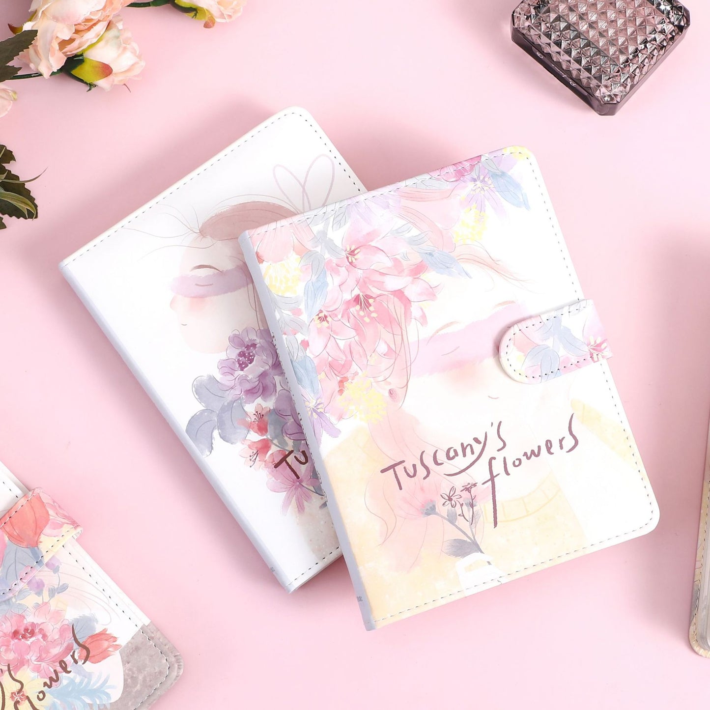 Tuscany's Flower-36K 224 Page Magnetic Button Book-Color Page Student Notebook