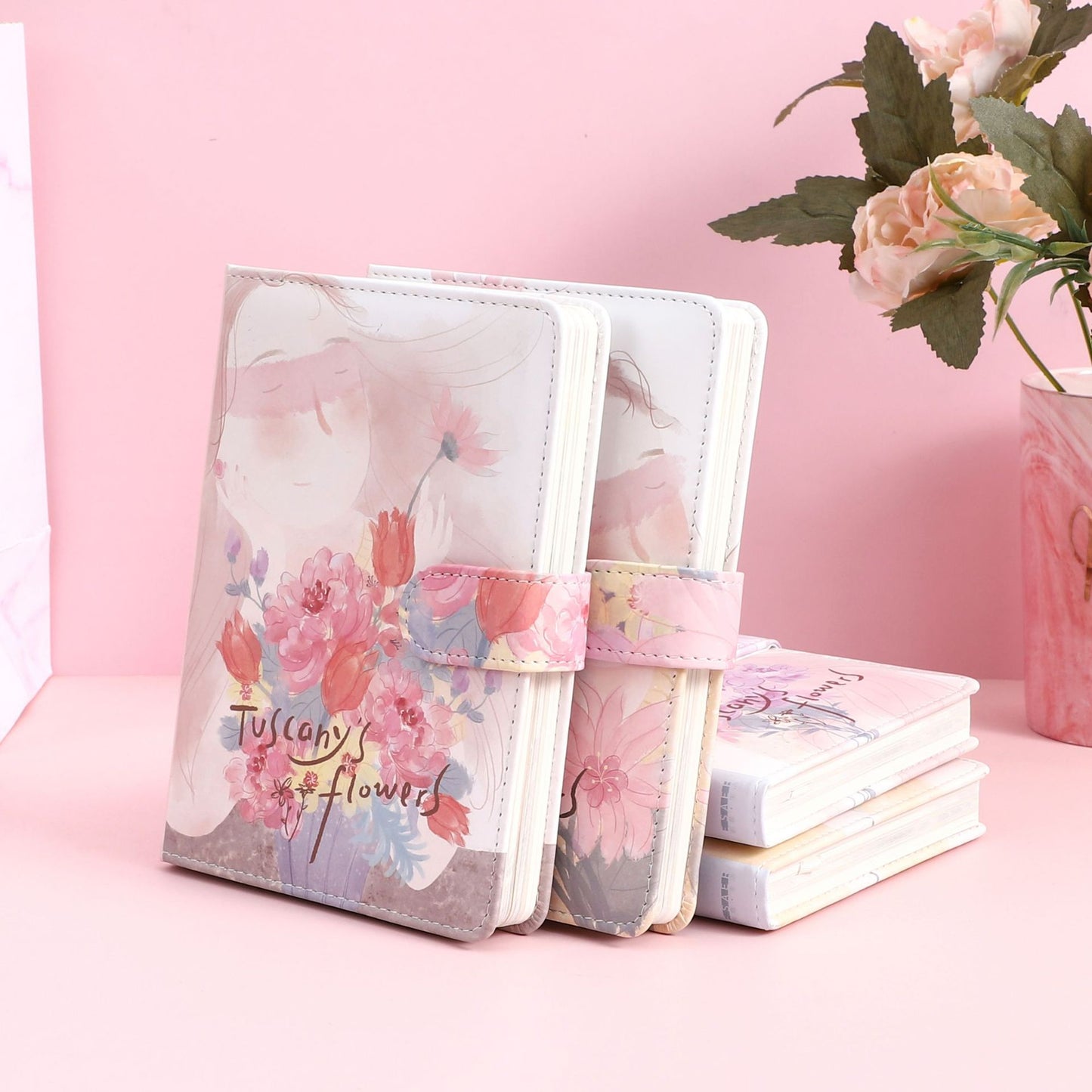 Tuscany's Flower-36K 224 Page Magnetic Button Book-Color Page Student Notebook