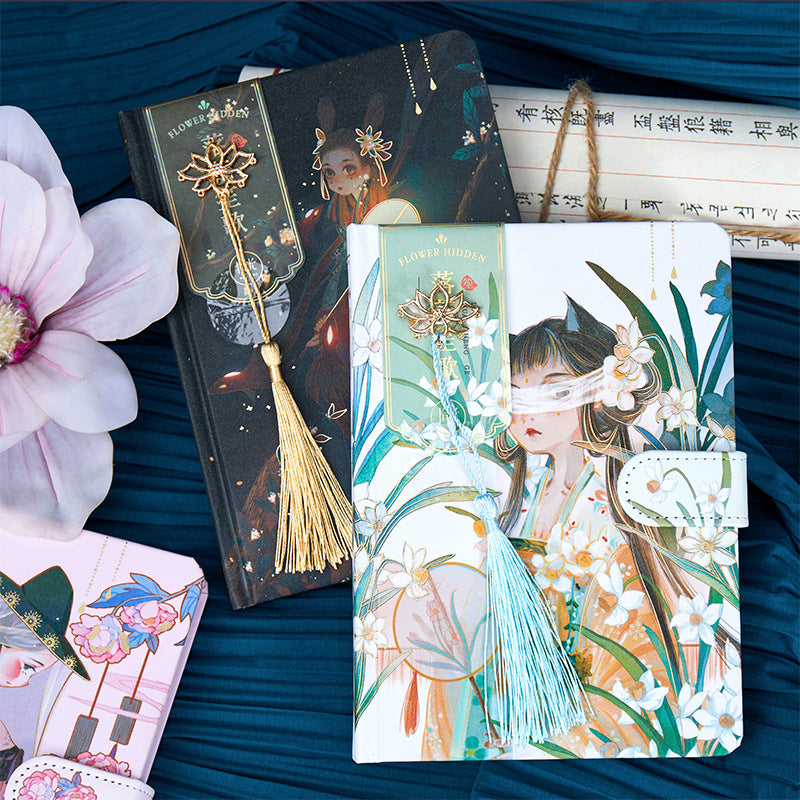 Falling Flowers And Singing - 32K PU Magnetic Buckle Book