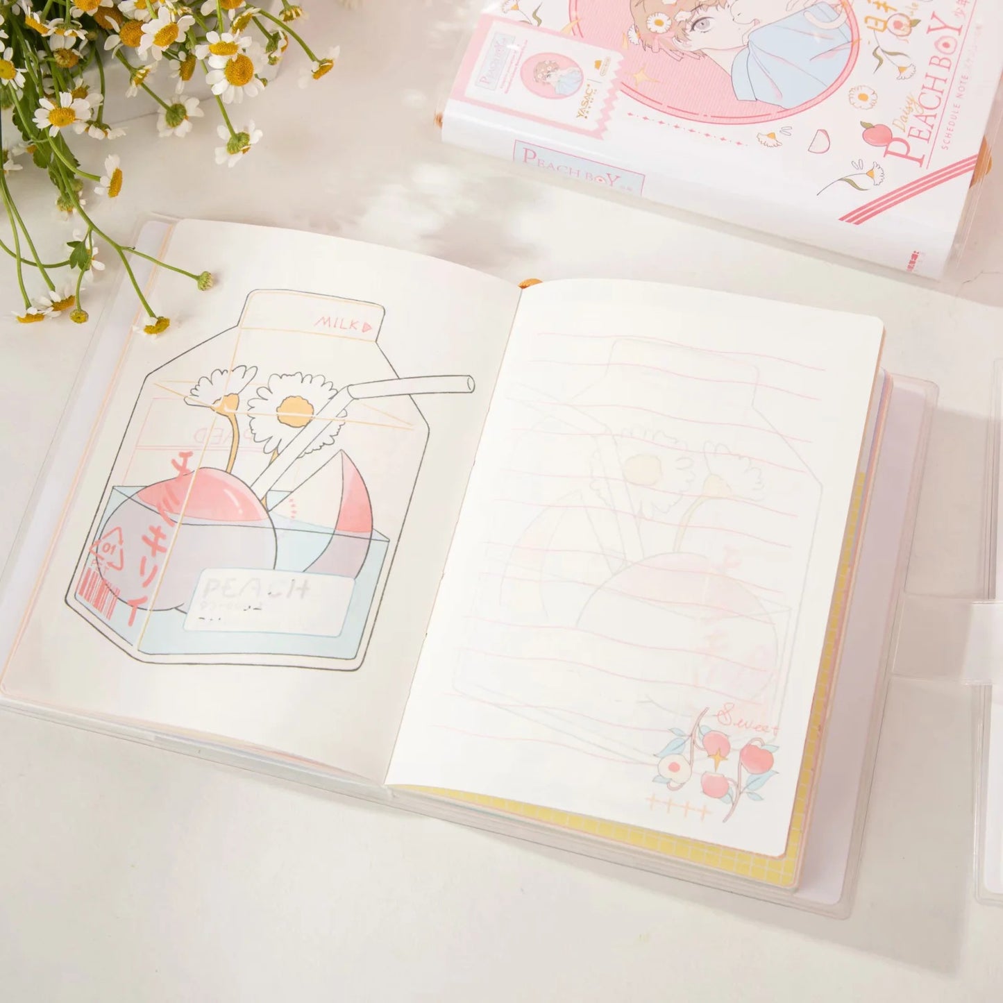 Peach Boy - 36K 128 Sheets Rubber Cover Book - Cute Student Notebook