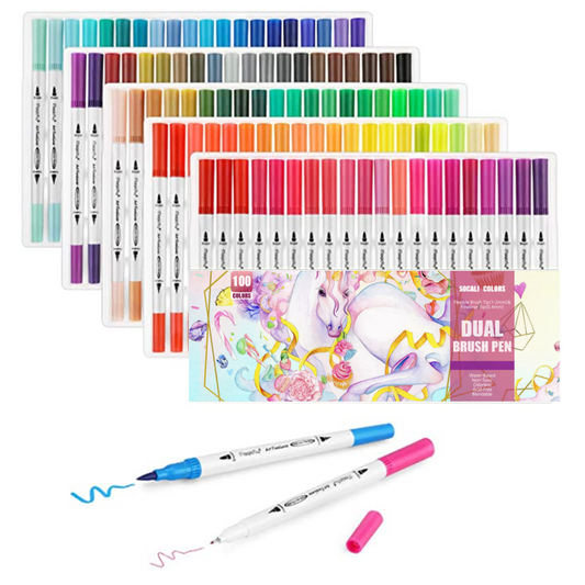 100 Colors Dual Tip Brush Drawing Pens Watercolor Art Markers Set